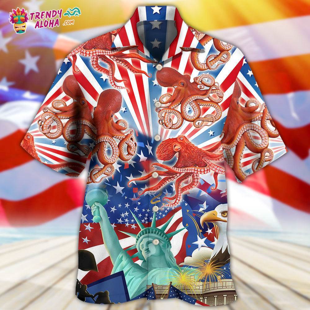 Octopus Usa Independence Day Hawaiian Shirt – Trendy Aloha