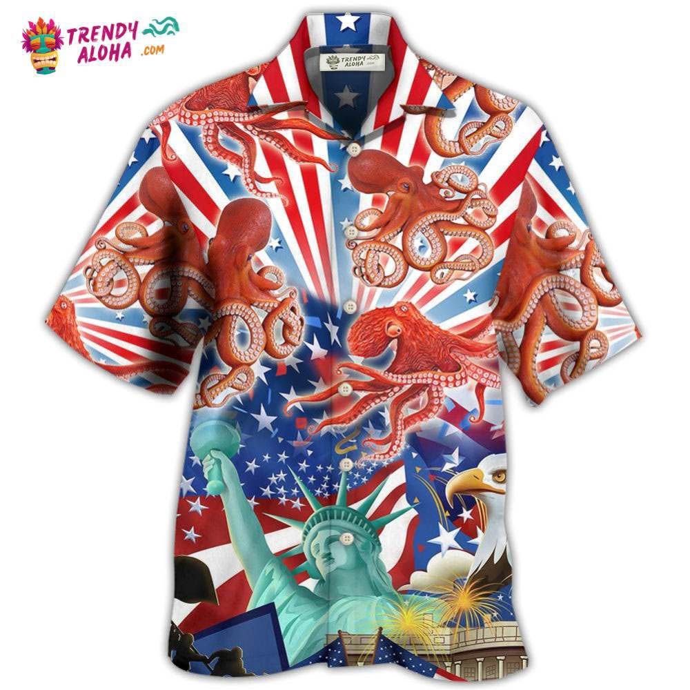 Octopus Usa Independence Day Hawaiian Shirt – Trendy Aloha Octopus Usa Independence Day Hawaiian Shirt – Trendy Aloha