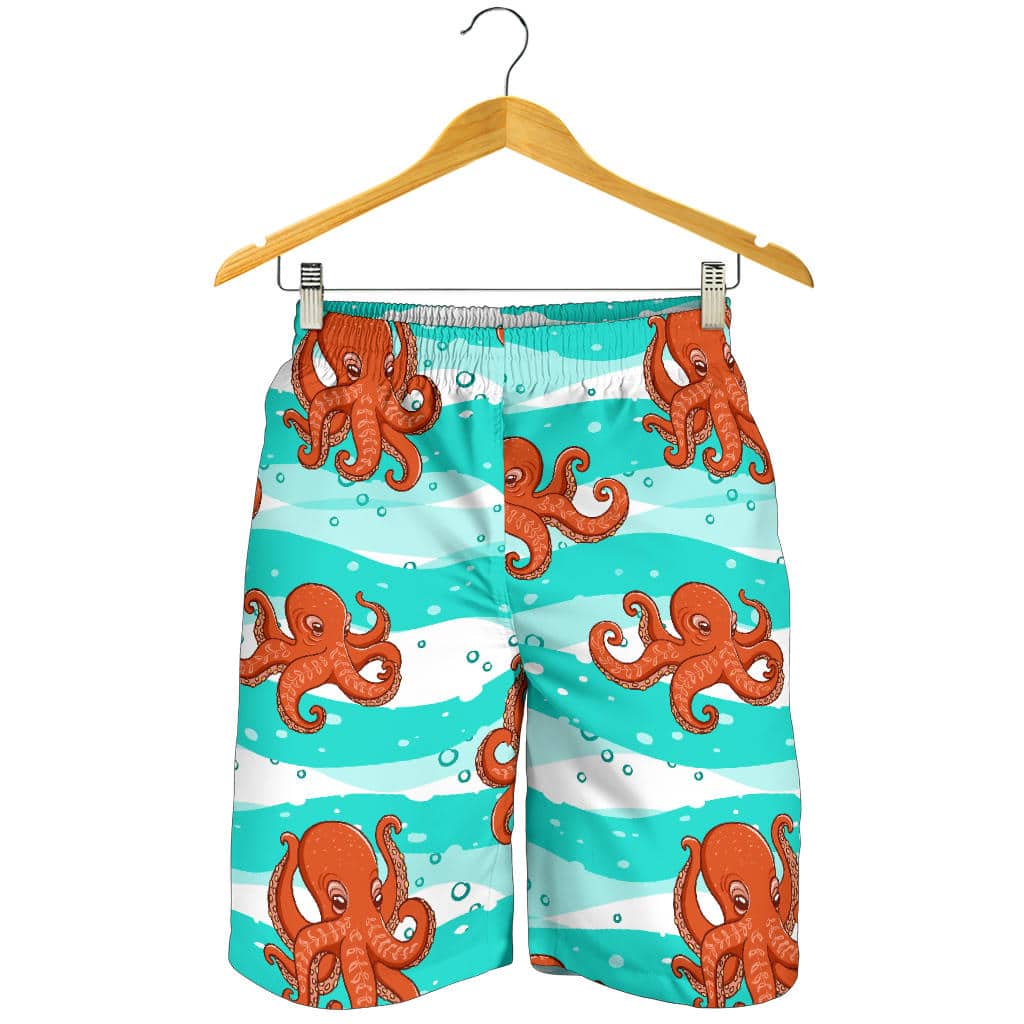 Octopuses Sea Wave Background For Men Women Kid Shorts