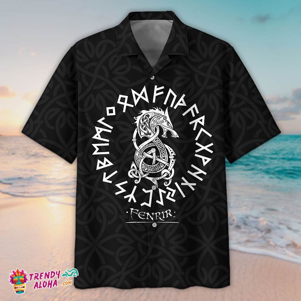 Odin Old Viking Letter Black Hawaiian Aloha Beach Shirt