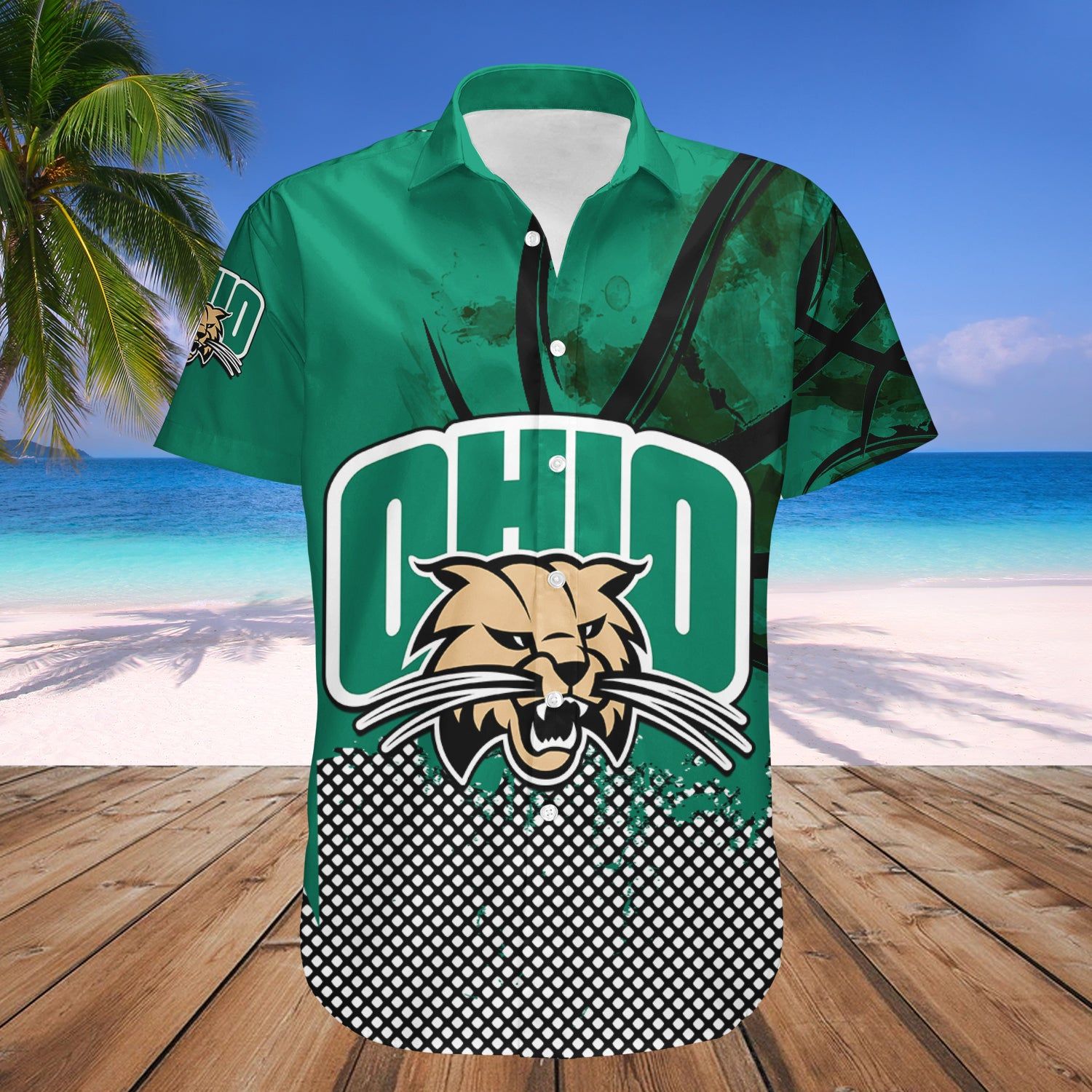 Ohio Bobcats Hawaii Shirt Basketball Net Grunge Pattern – NCAA