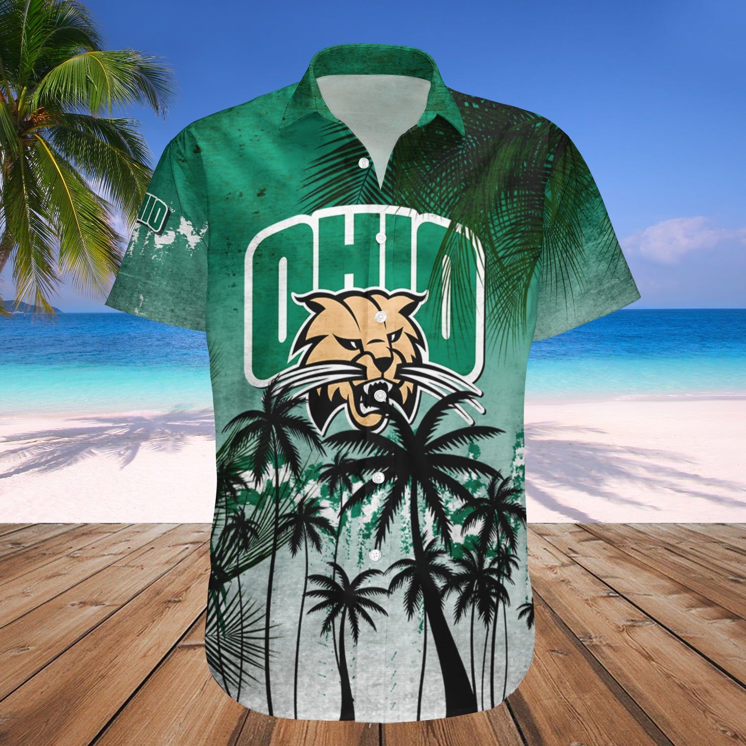 Ohio Bobcats Hawaii Shirt Coconut Tree Tropical Grunge – NCAA