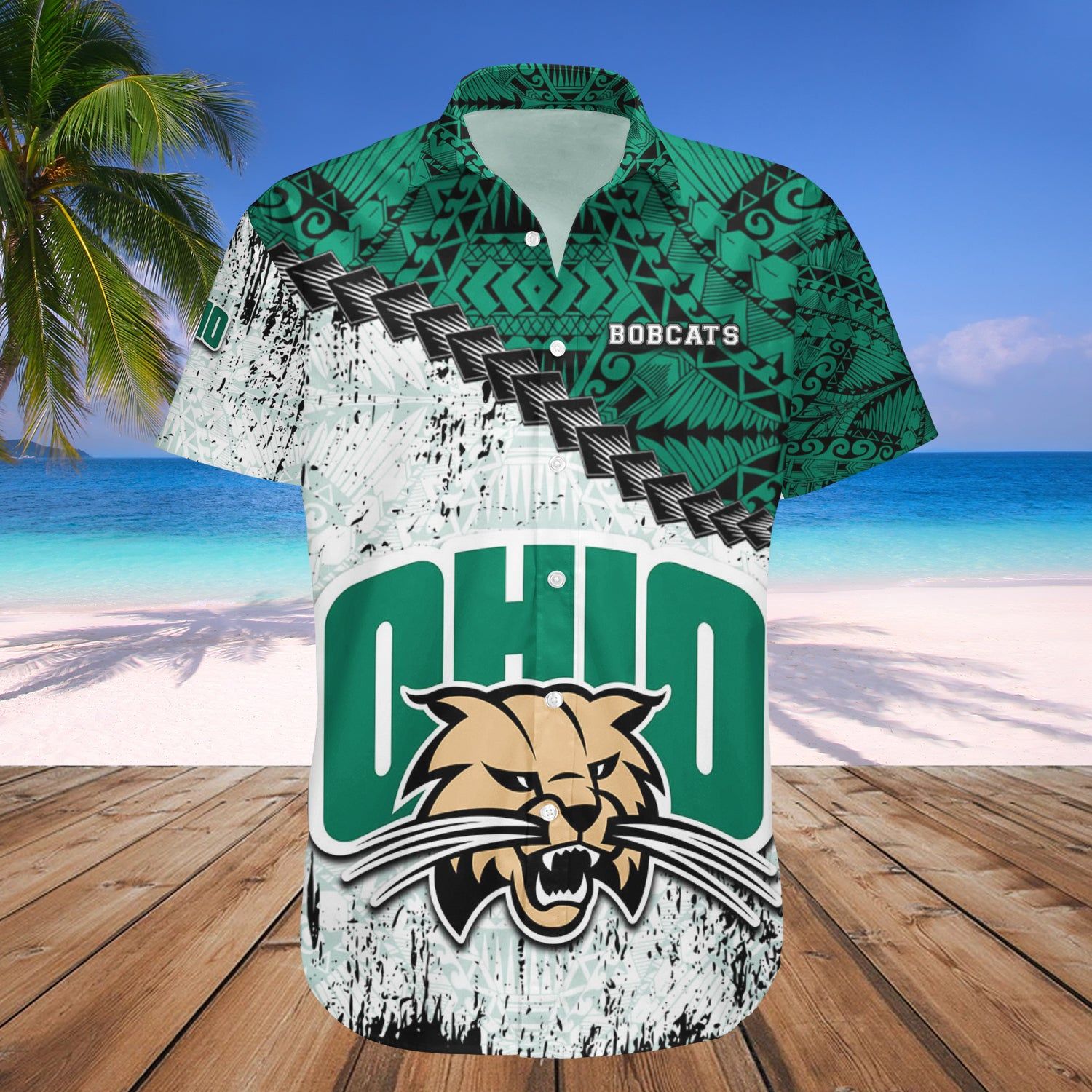 Ohio Bobcats Hawaii Shirt Grunge Polynesian Tattoo – NCAA