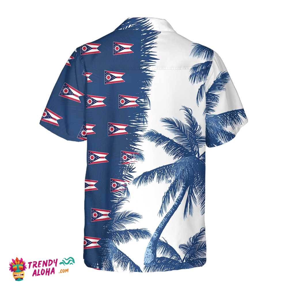 Ohio Flag And Palm Tree Ohio Hawaiian Shirt, Ohio State Shirt, Ohio Flag Gift For Men And Women