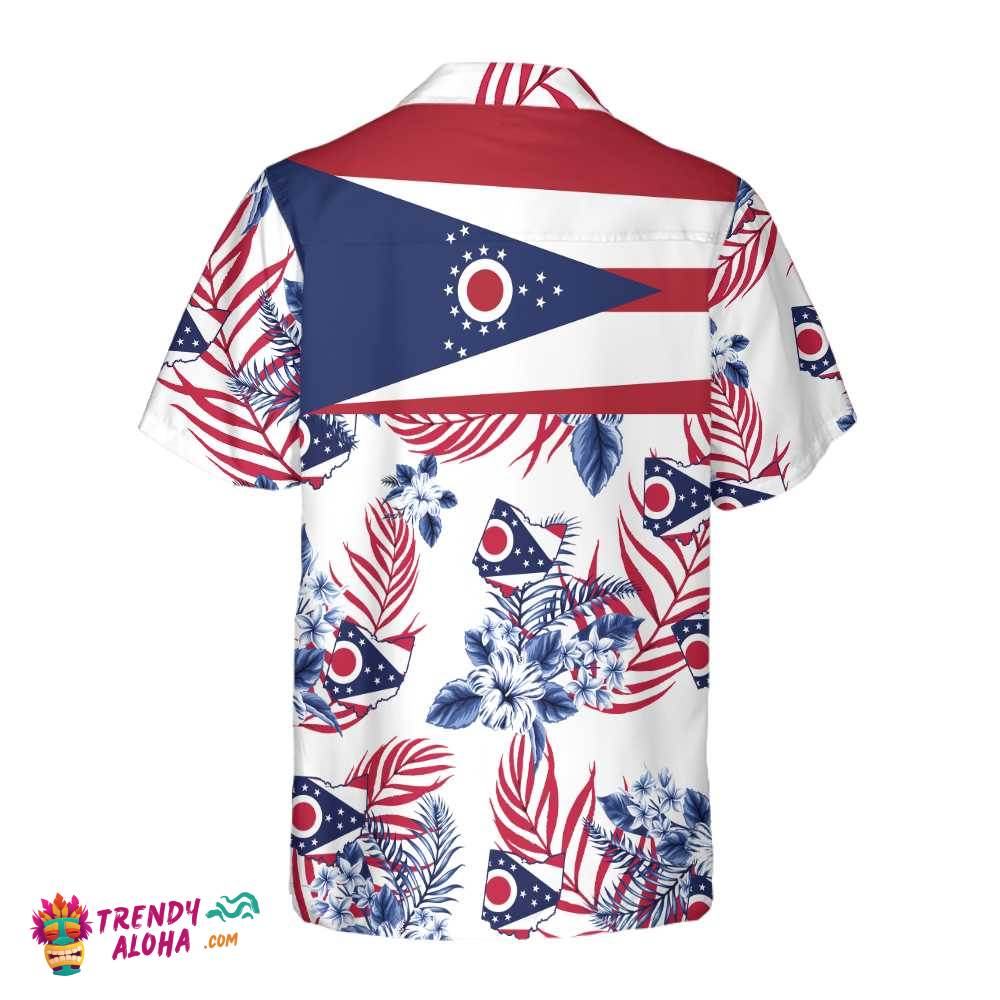 Ohio Proud Hawaiian Shirt, Floral Ohio Flag Hawaiian Shirt, Proud Ohio State Shirt For Men And Women