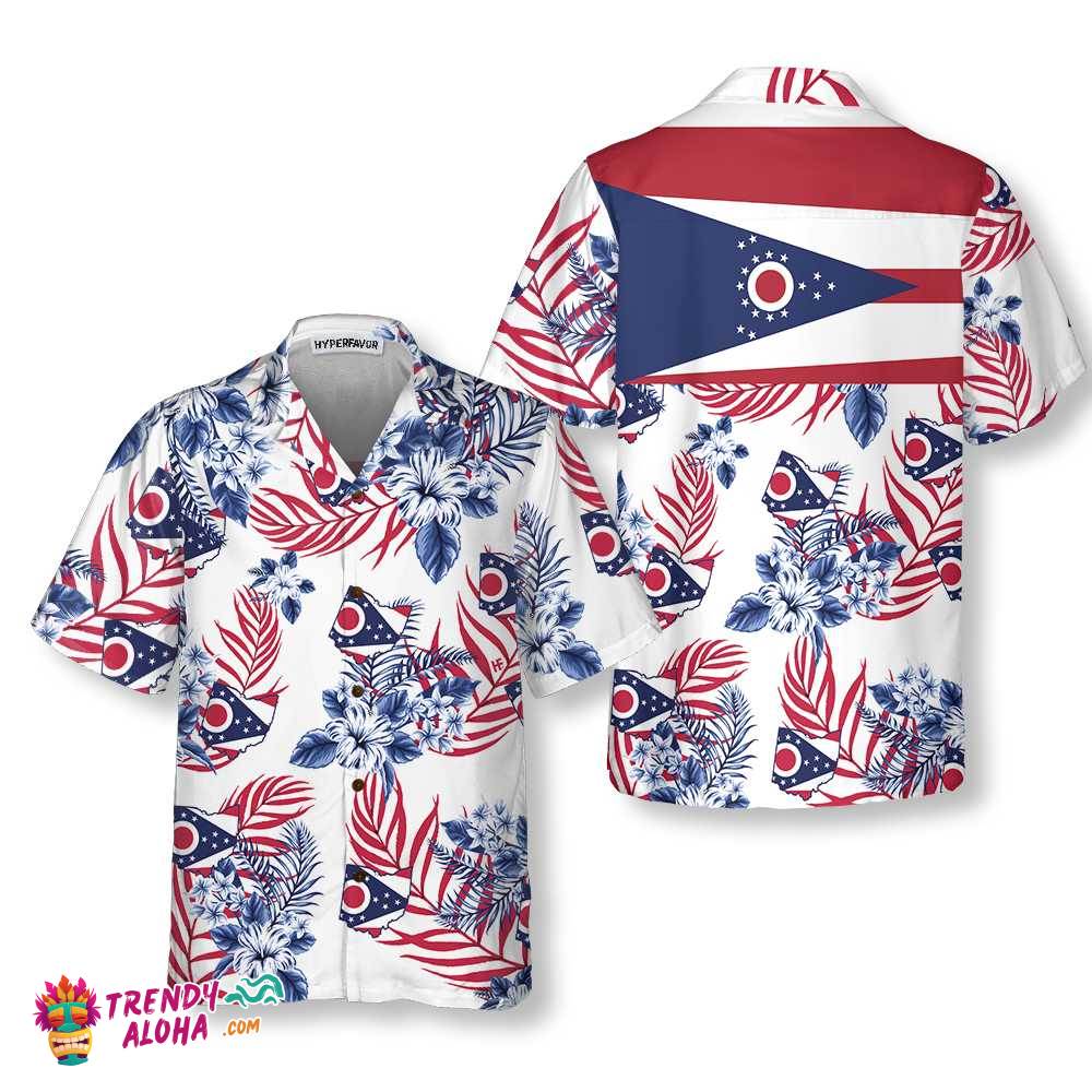 Ohio Proud Hawaiian Shirt, Floral Ohio Flag Hawaiian Shirt, Proud Ohio State Shirt For Men And Women Ohio Proud Hawaiian Shirt, Floral Ohio Flag Hawaiian Shirt, Proud Ohio State Shirt For Men And Women