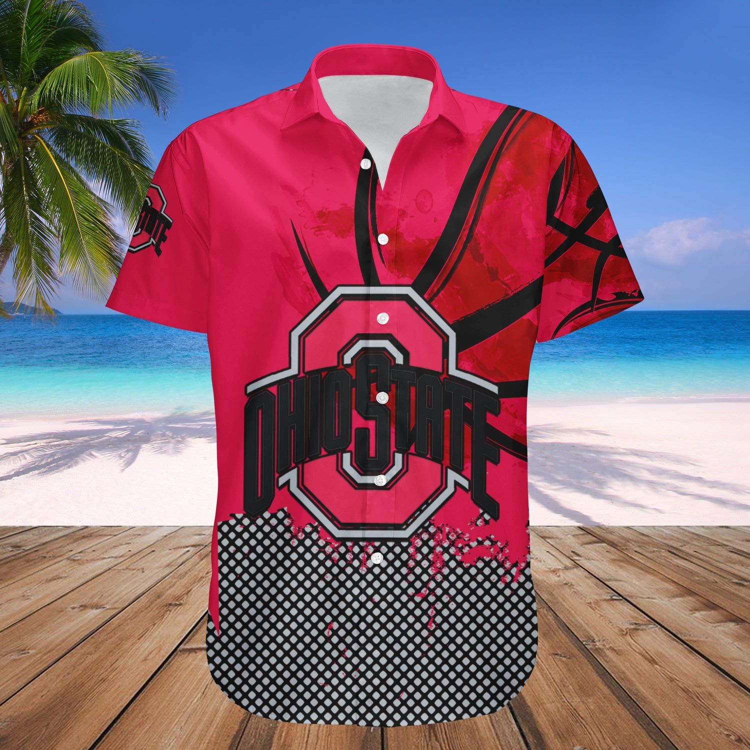 Ohio State Buckeyes Hawaii Shirt Basketball Net Grunge Pattern – NCAA