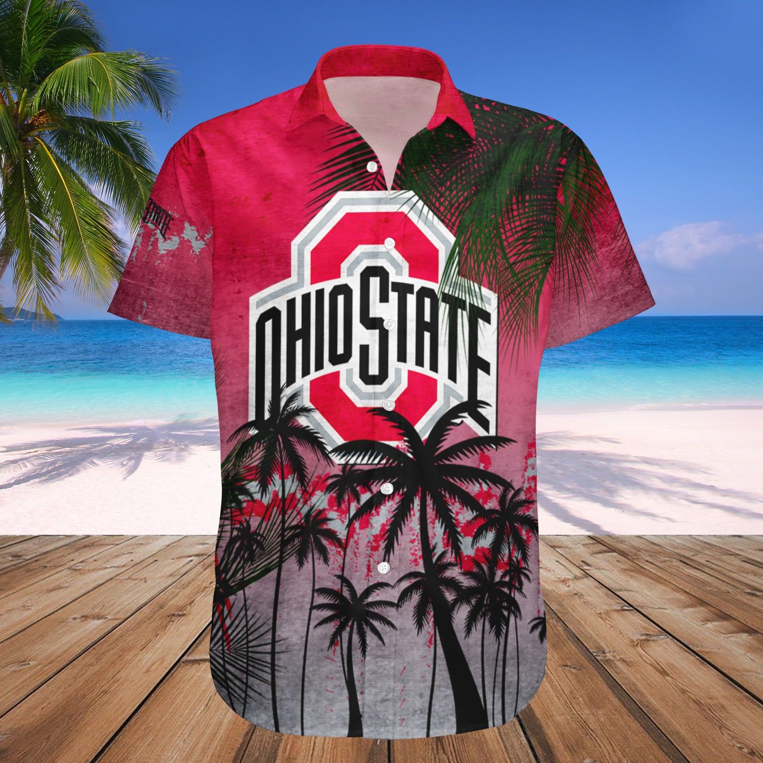 Ohio State Buckeyes Hawaii Shirt Coconut Tree Tropical Grunge – NCAA