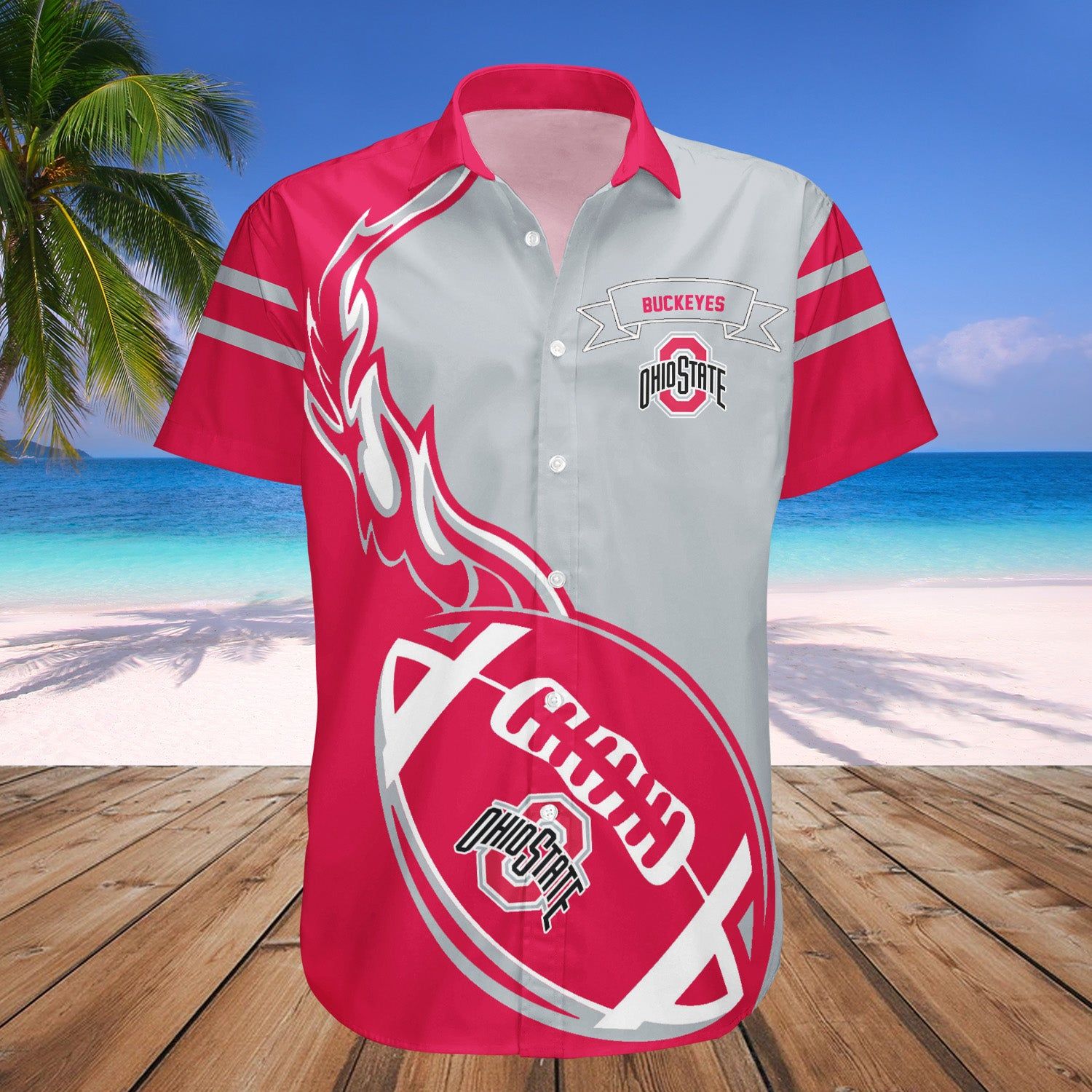 Ohio State Buckeyes Hawaii Shirt Flame Ball – NCAA