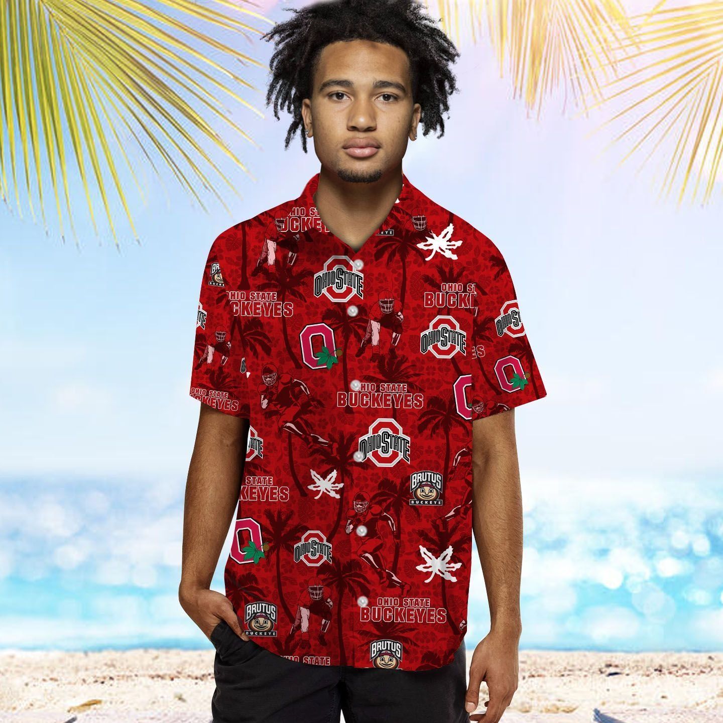 Ohio State Buckeyes Name Personalized Coconut Tropical Hawaiian Shirt for Men Women