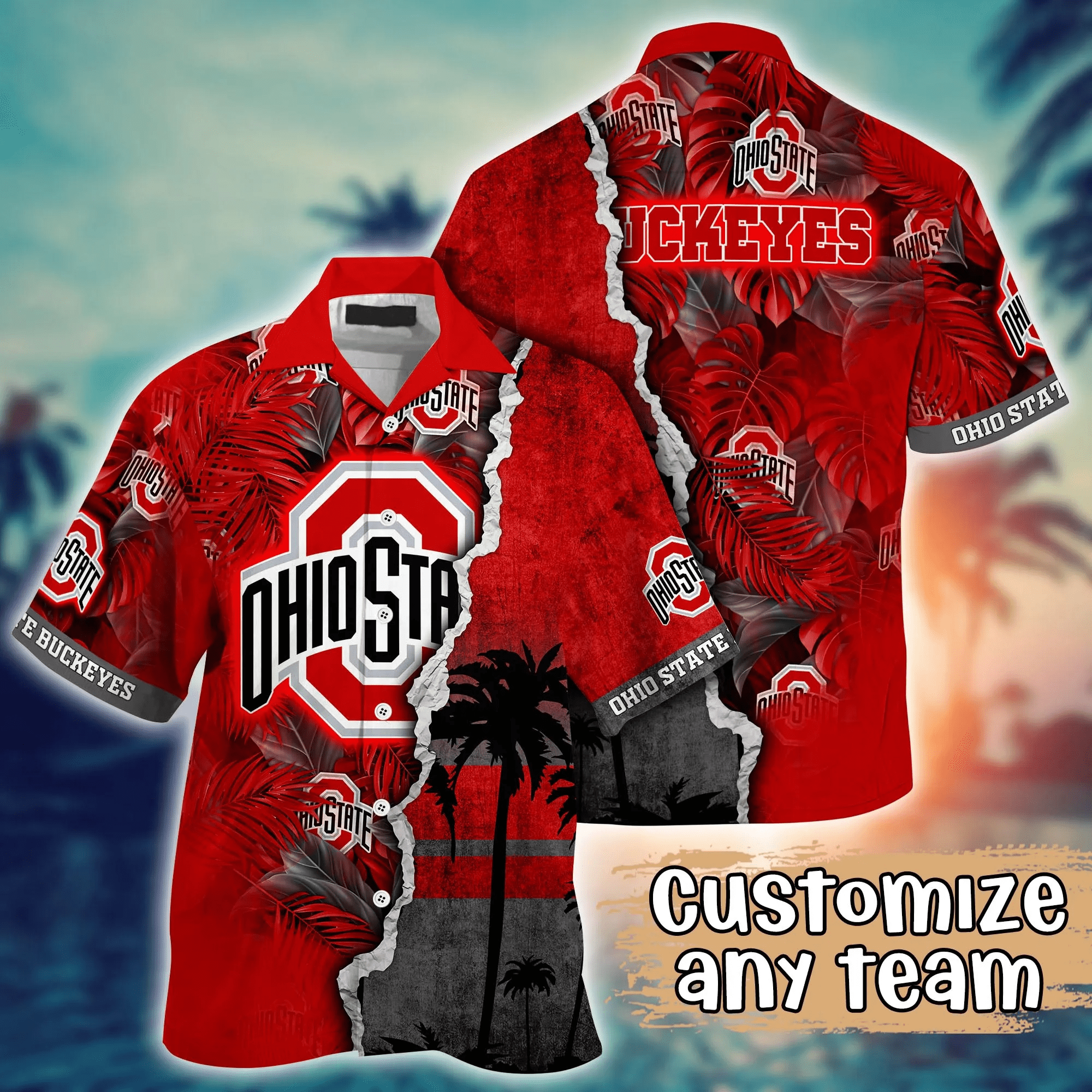 Ohio State Buckeyes NCAA Hawaiian Shirt Custom Leisure Aloha Shirt