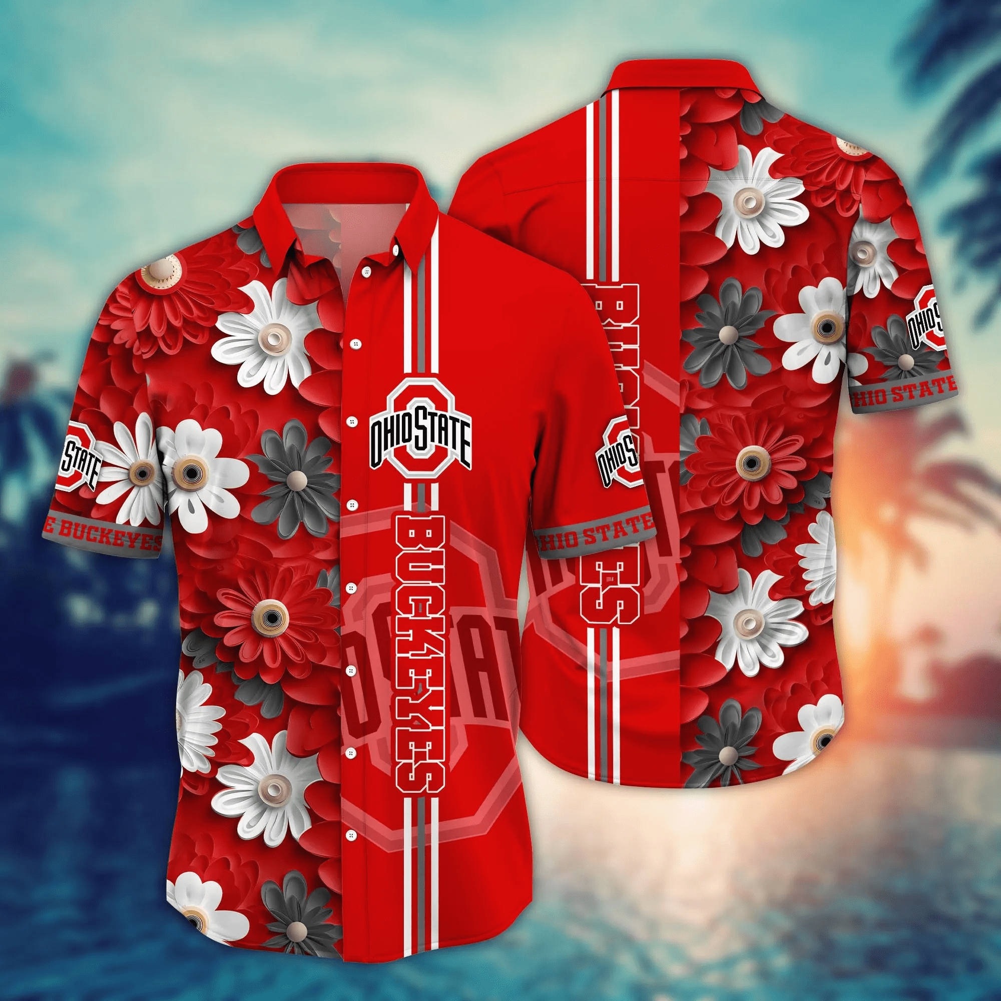 Ohio State Buckeyes NCAA Hawaiian Shirt Sunflare Aloha Shirt