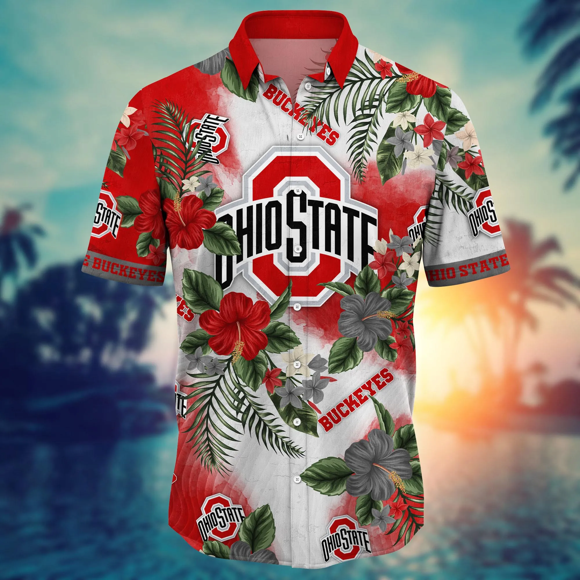 Ohio State Buckeyes NCAA Hawaiian Shirt Sunningtime Aloha Shirt