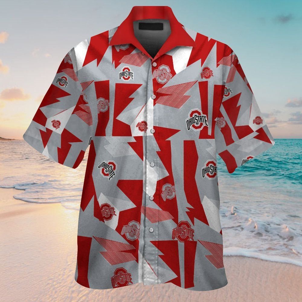 Ohio State Buckeyes Short Sleeve Button Up Tropical Hawaiian Shirt VER015