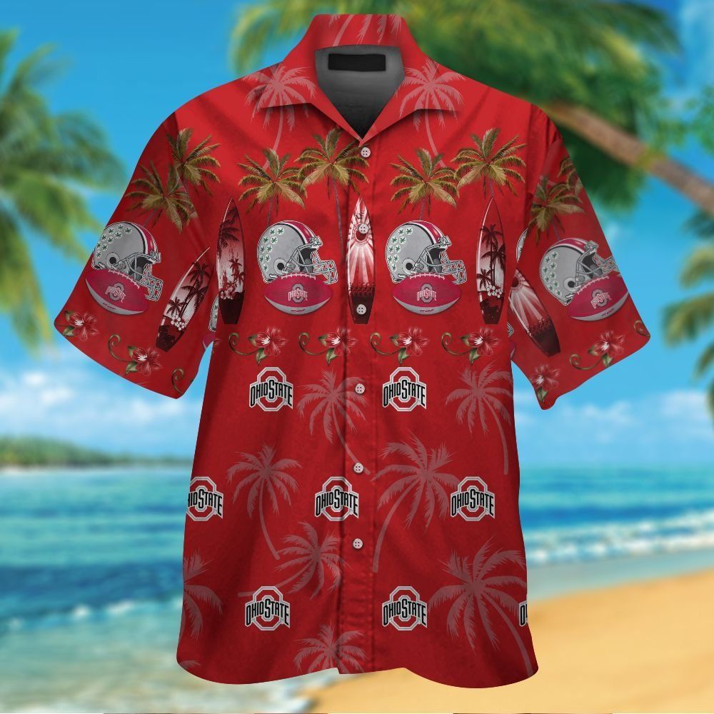 Ohio State Buckeyes Short Sleeve Button Up Tropical Hawaiian Shirt VER019