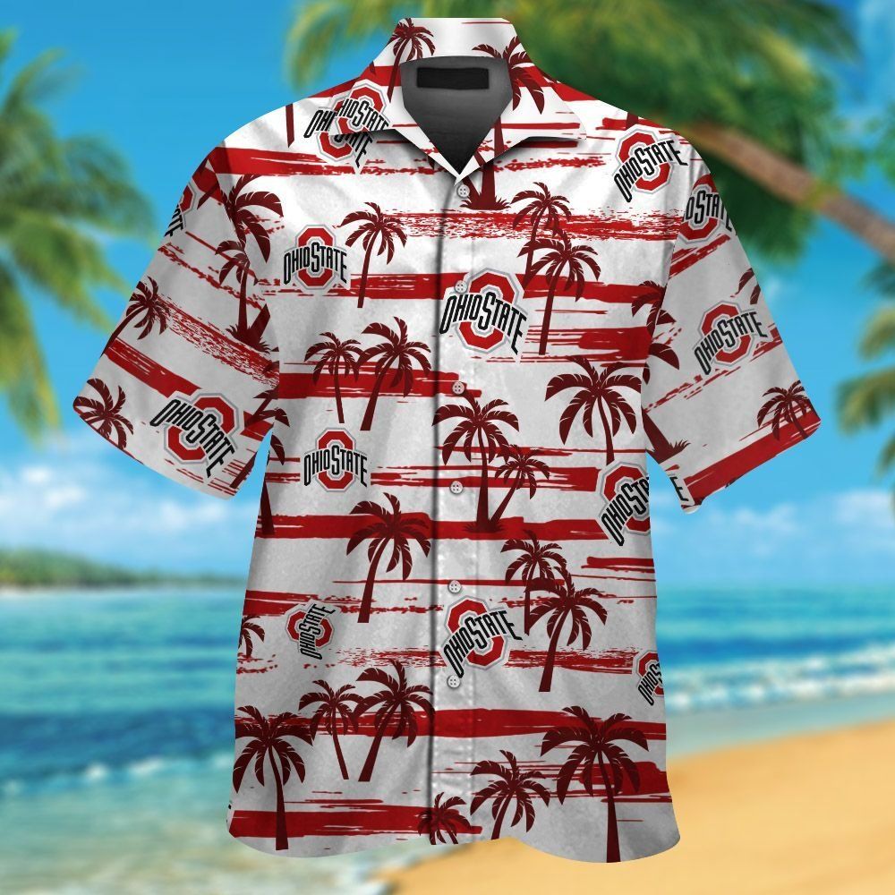 Ohio State Buckeyes Short Sleeve Button Up Tropical Hawaiian Shirt VER020