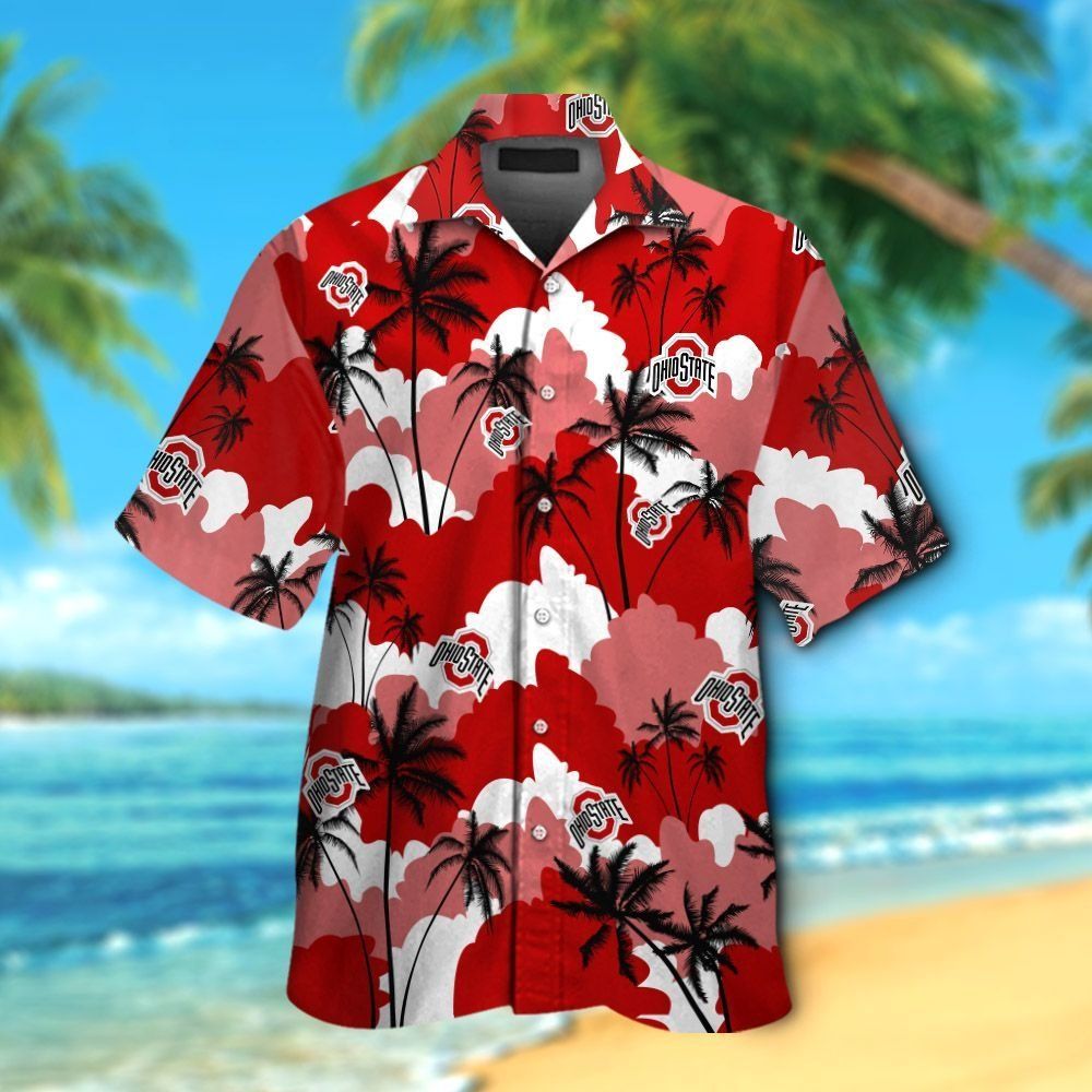 Ohio State Buckeyes Short Sleeve Button Up Tropical Hawaiian Shirt VER021