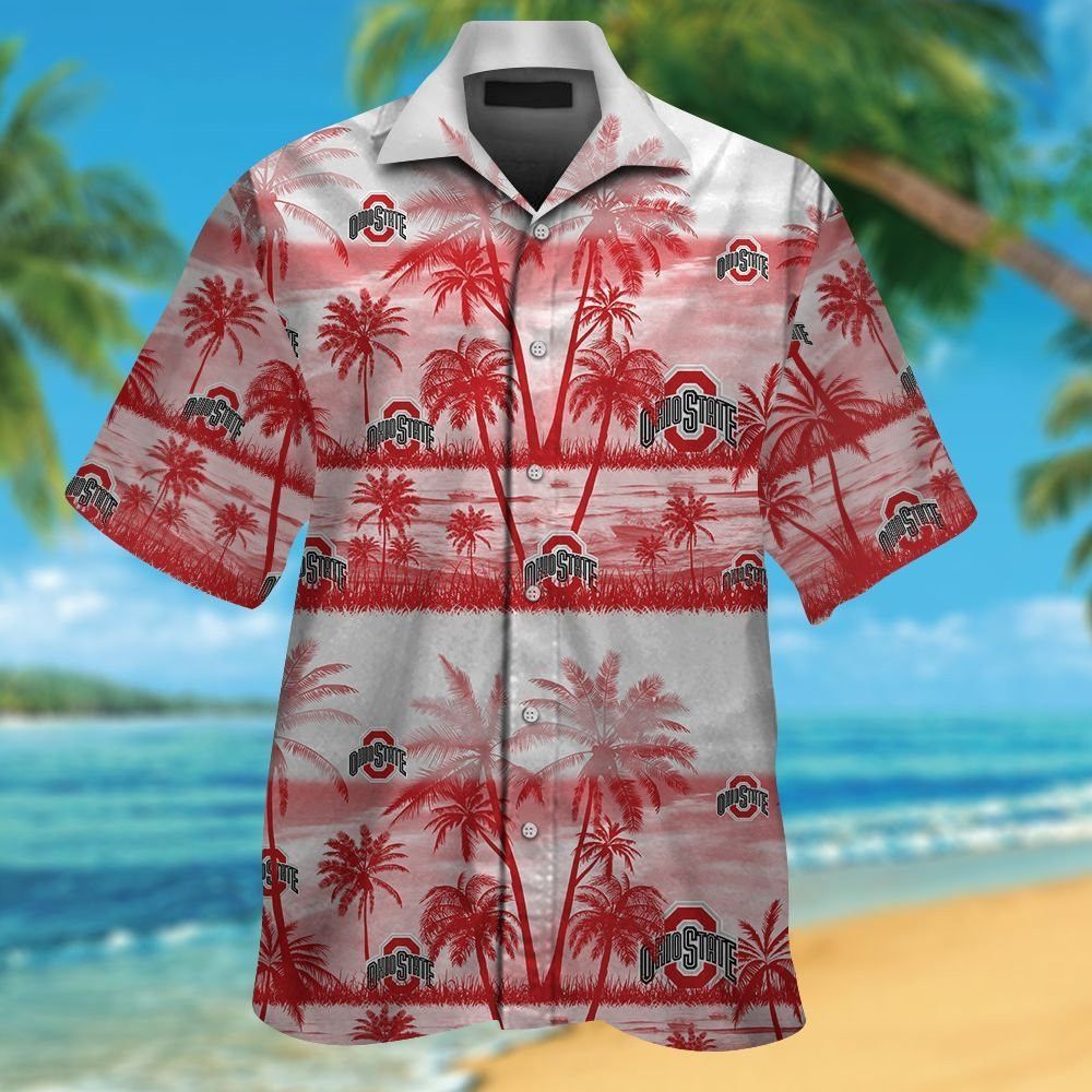 Ohio State Buckeyes Short Sleeve Button Up Tropical Hawaiian Shirt VER026