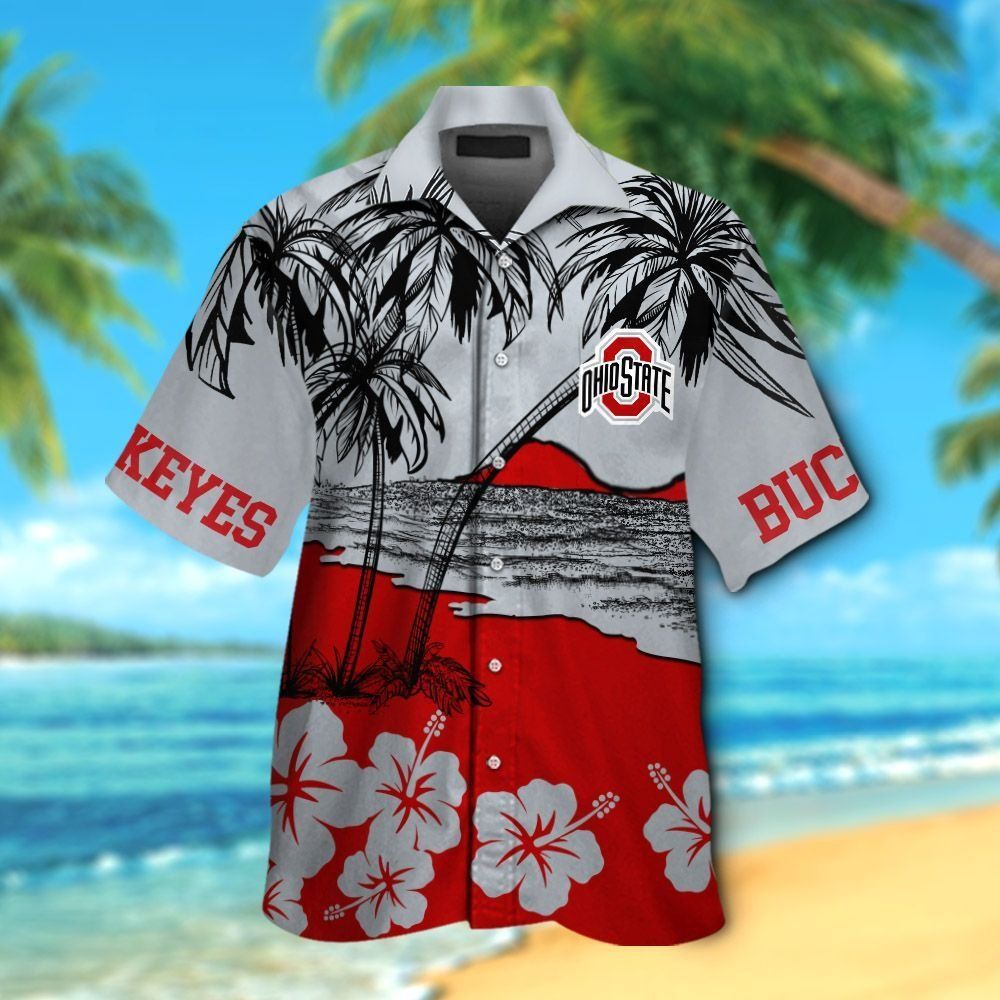 Ohio State Buckeyes Short Sleeve Button Up Tropical Hawaiian Shirt VER031
