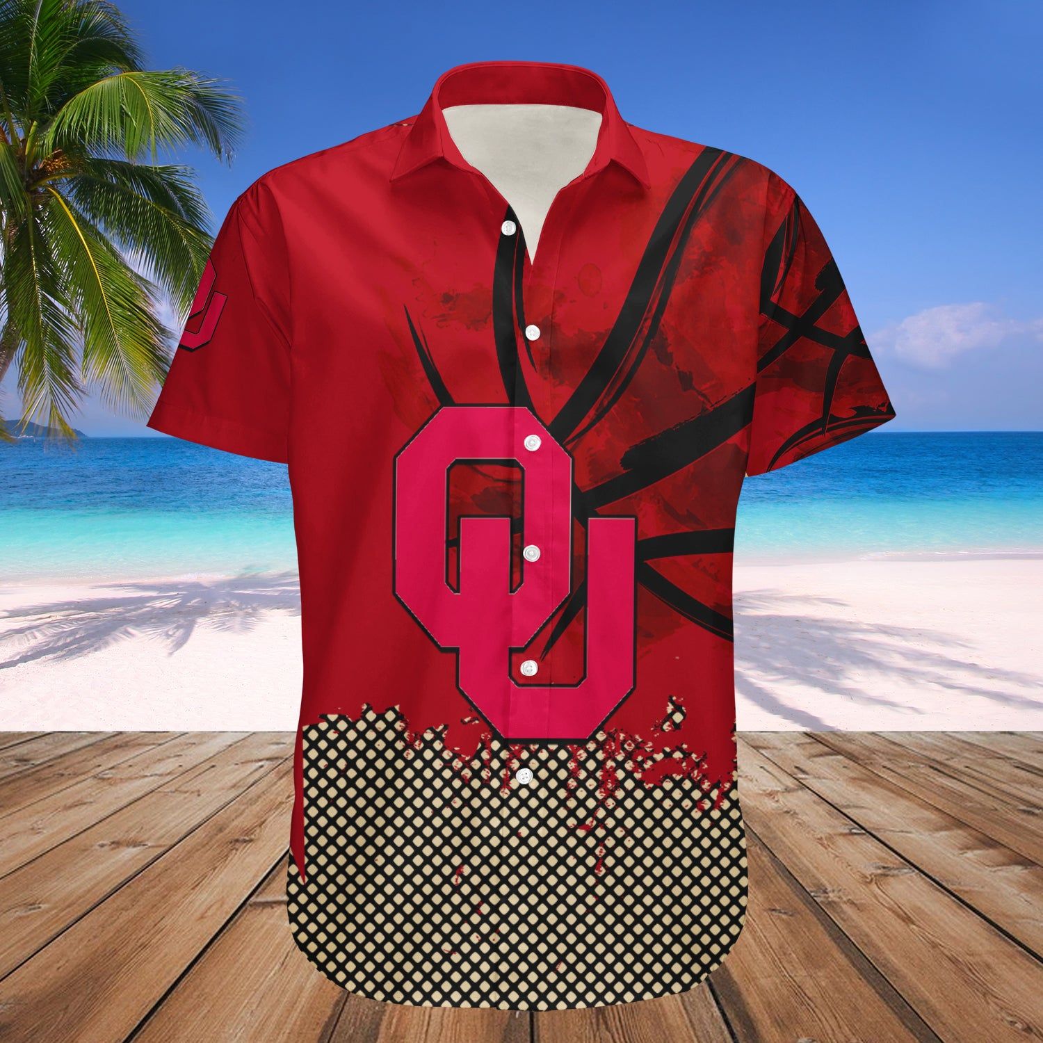Oklahoma Sooners Hawaii Shirt Basketball Net Grunge Pattern – NCAA