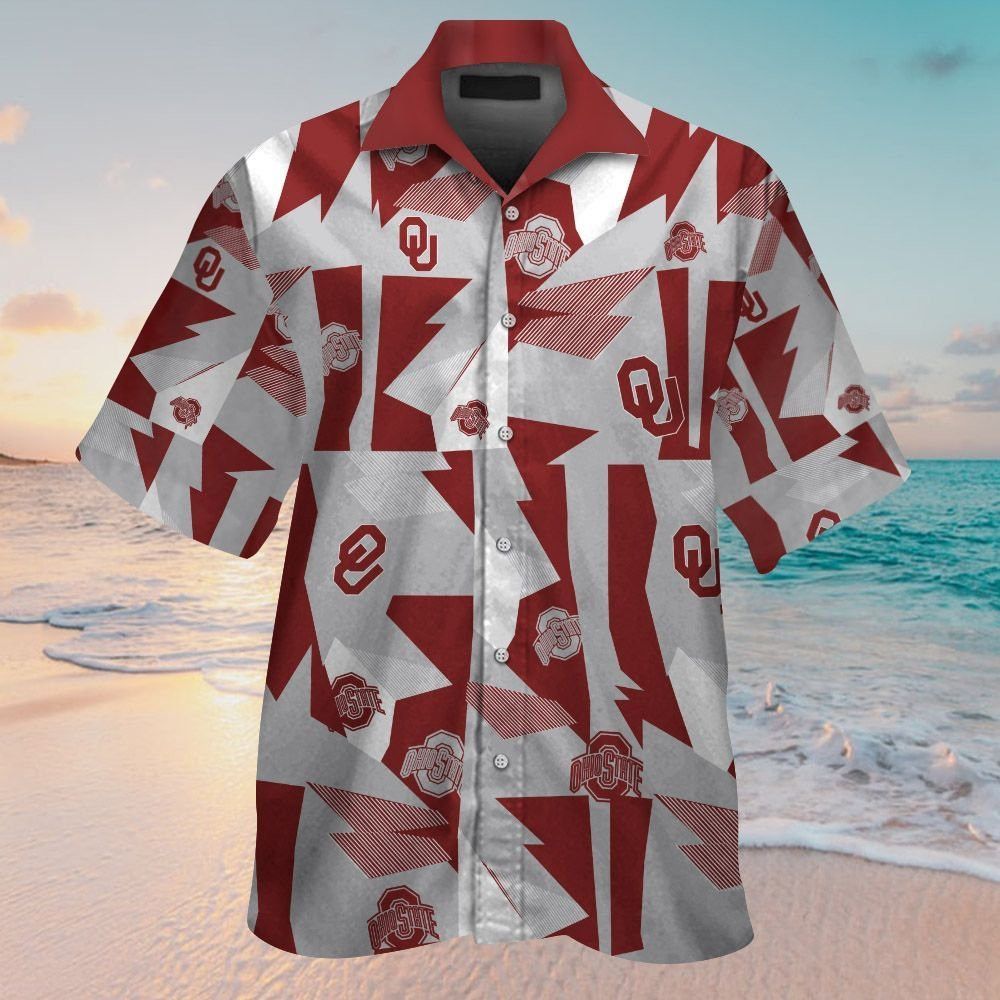 Oklahoma Sooners Short Sleeve Button Up Tropical Hawaiian Shirt VER010