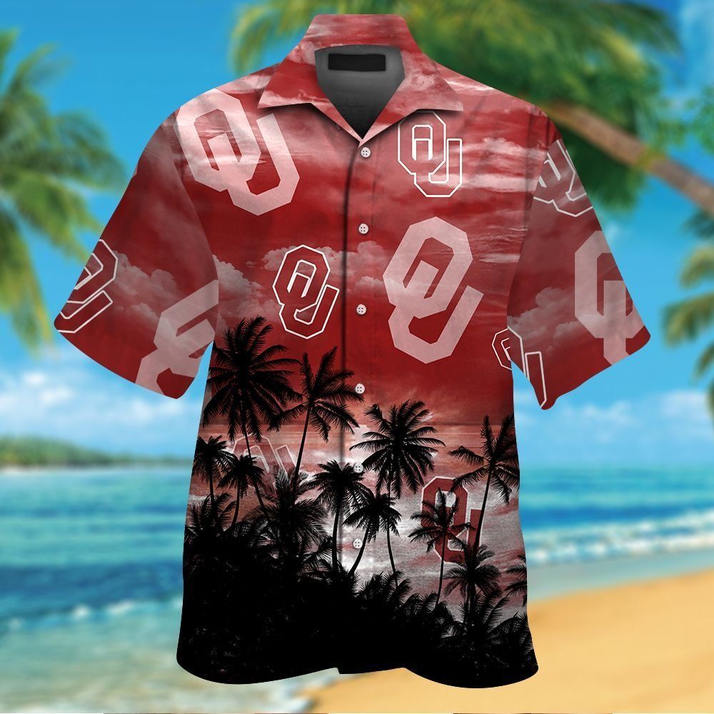 Oklahoma Sooners Short Sleeve Button Up Tropical Hawaiian Shirt VER011