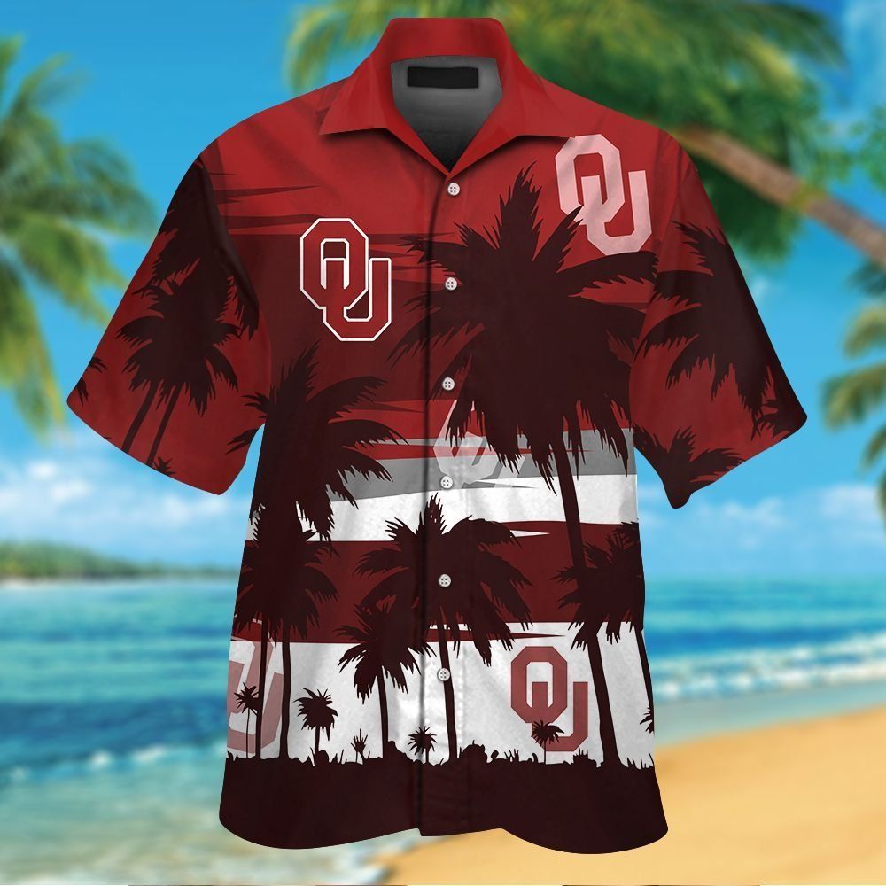 Oklahoma Sooners Short Sleeve Button Up Tropical Hawaiian Shirt VER012