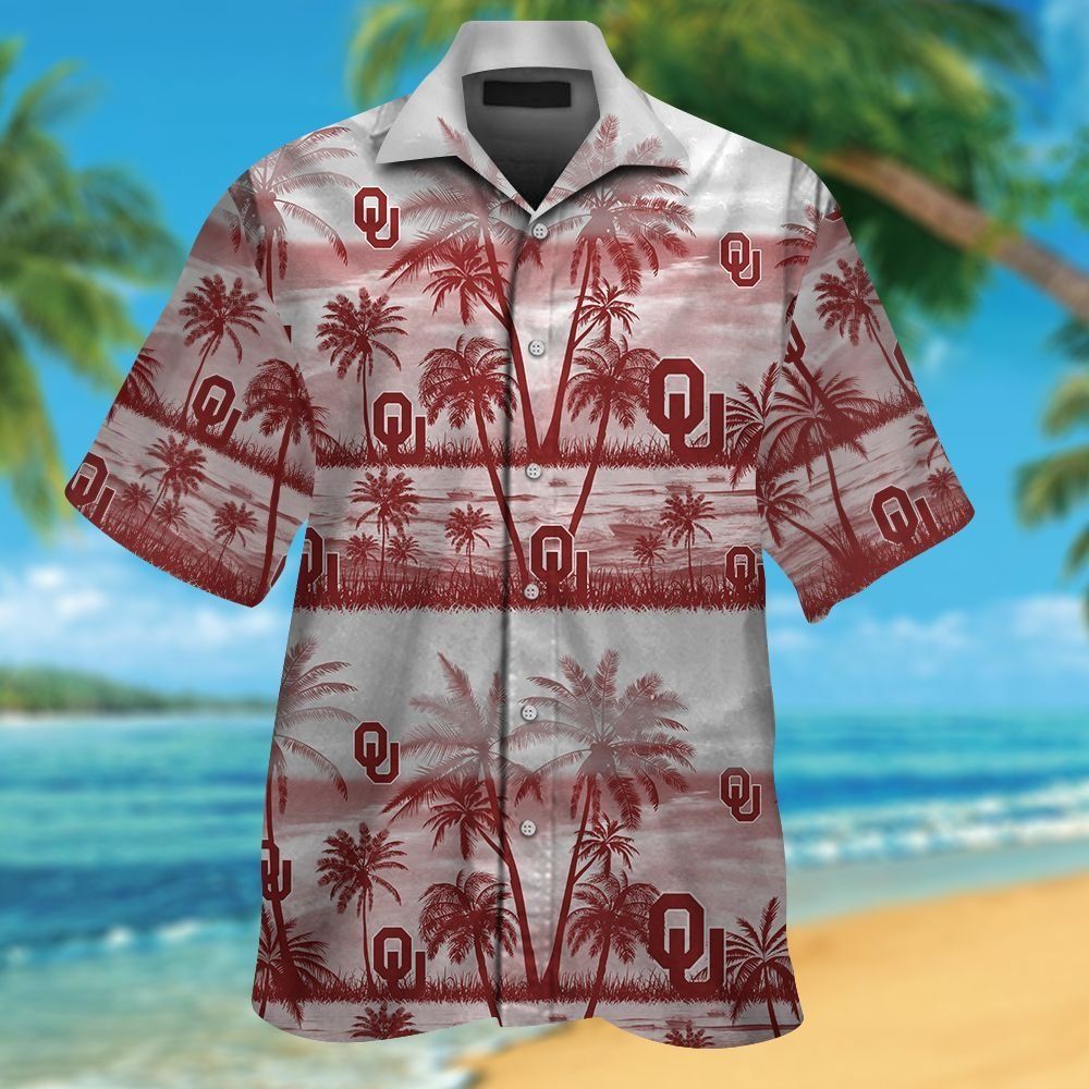 Oklahoma Sooners Short Sleeve Button Up Tropical Hawaiian Shirt VER016