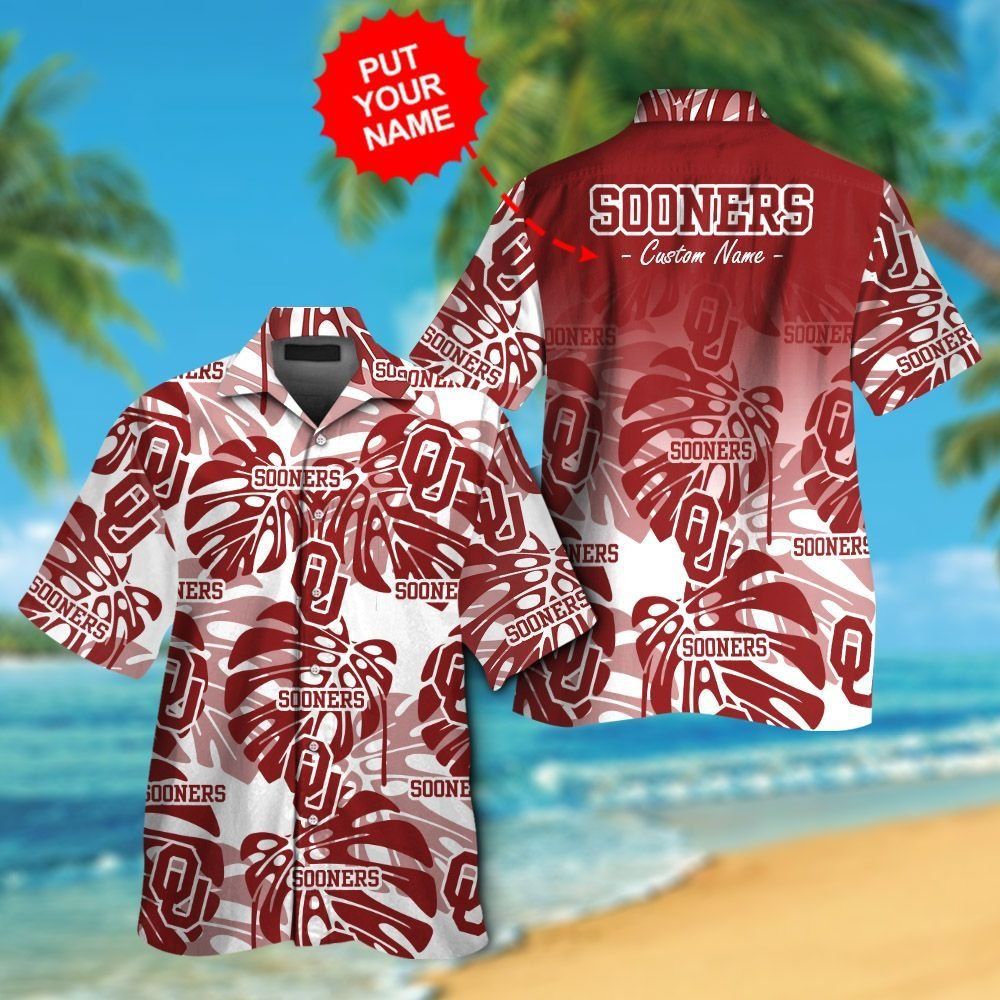 Oklahoma Sooners Short Sleeve Button Up Tropical Hawaiian Shirt VER017