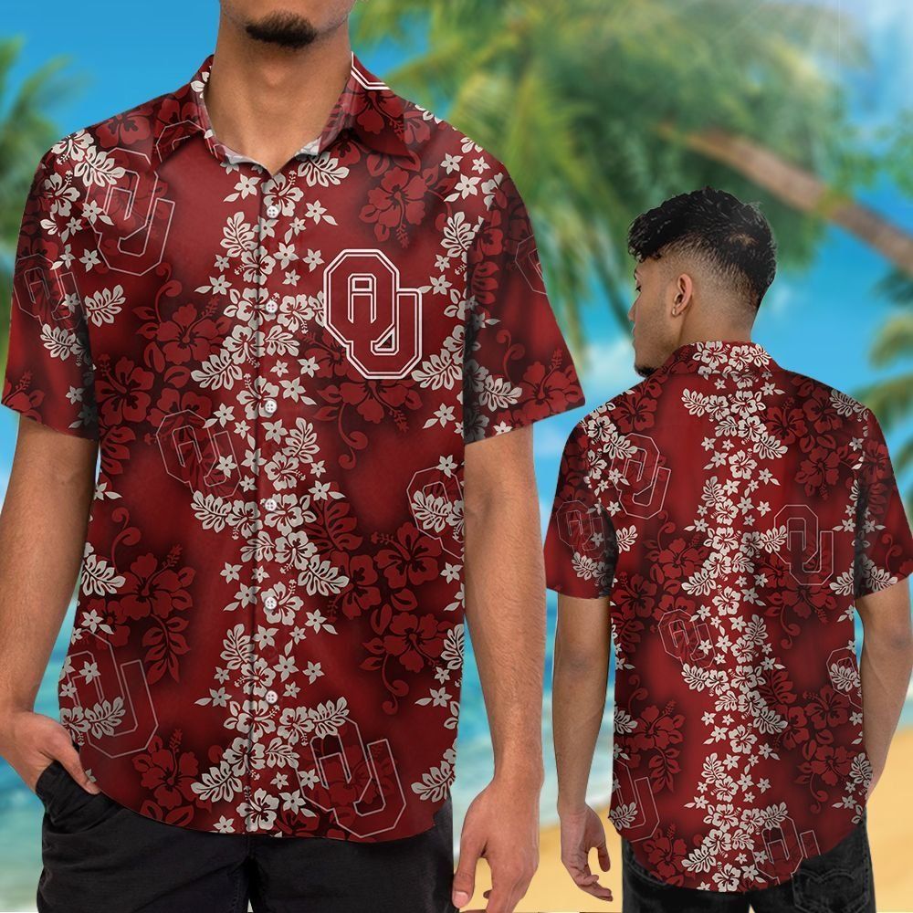 Oklahoma Sooners Short Sleeve Button Up Tropical Hawaiian Shirt VER018