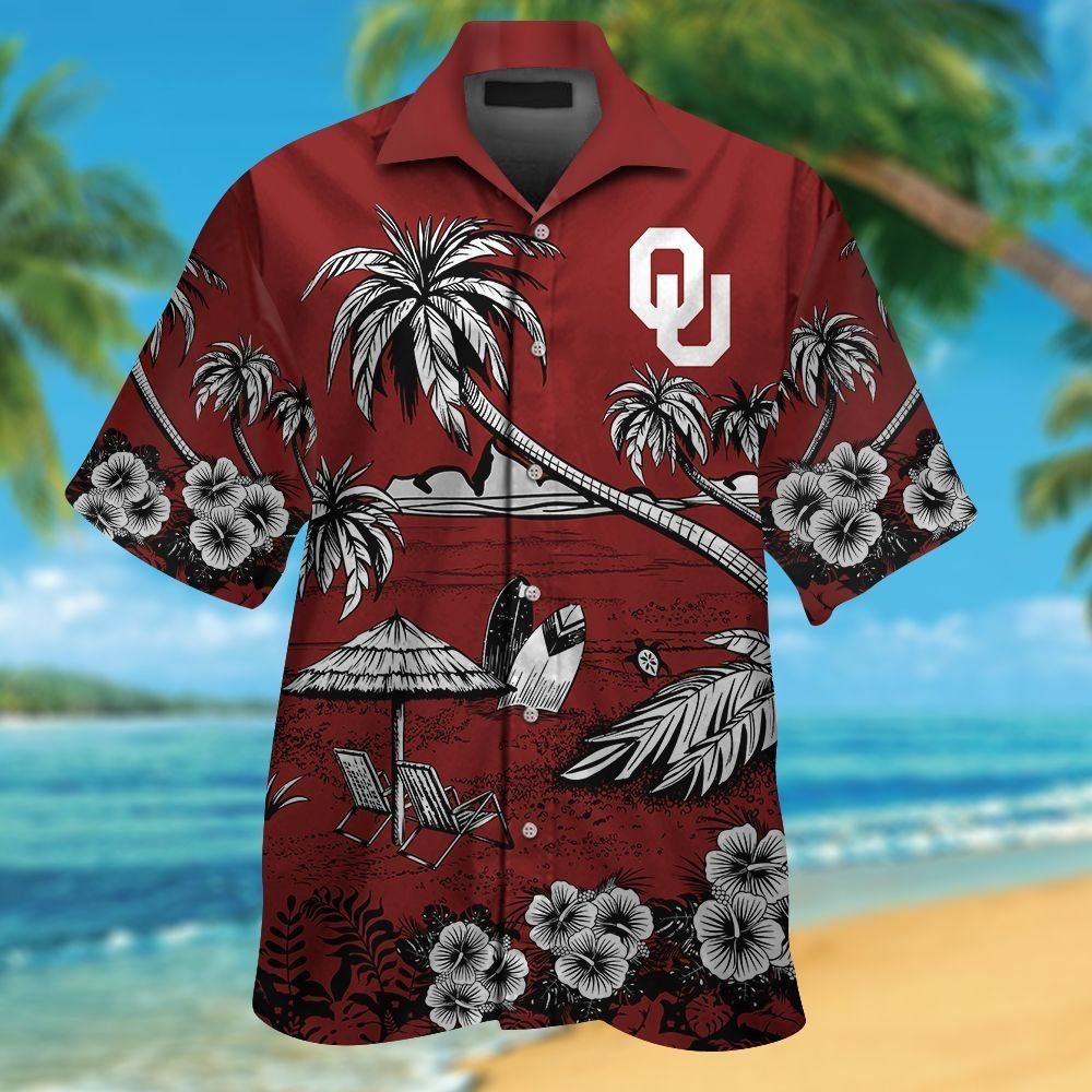 Oklahoma Sooners Short Sleeve Button Up Tropical Hawaiian Shirt VER02