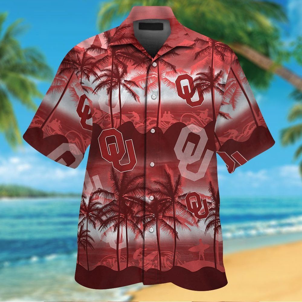 Oklahoma Sooners Short Sleeve Button Up Tropical Hawaiian Shirt VER020