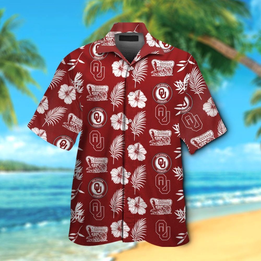 Oklahoma Sooners Short Sleeve Button Up Tropical Hawaiian Shirt VER022