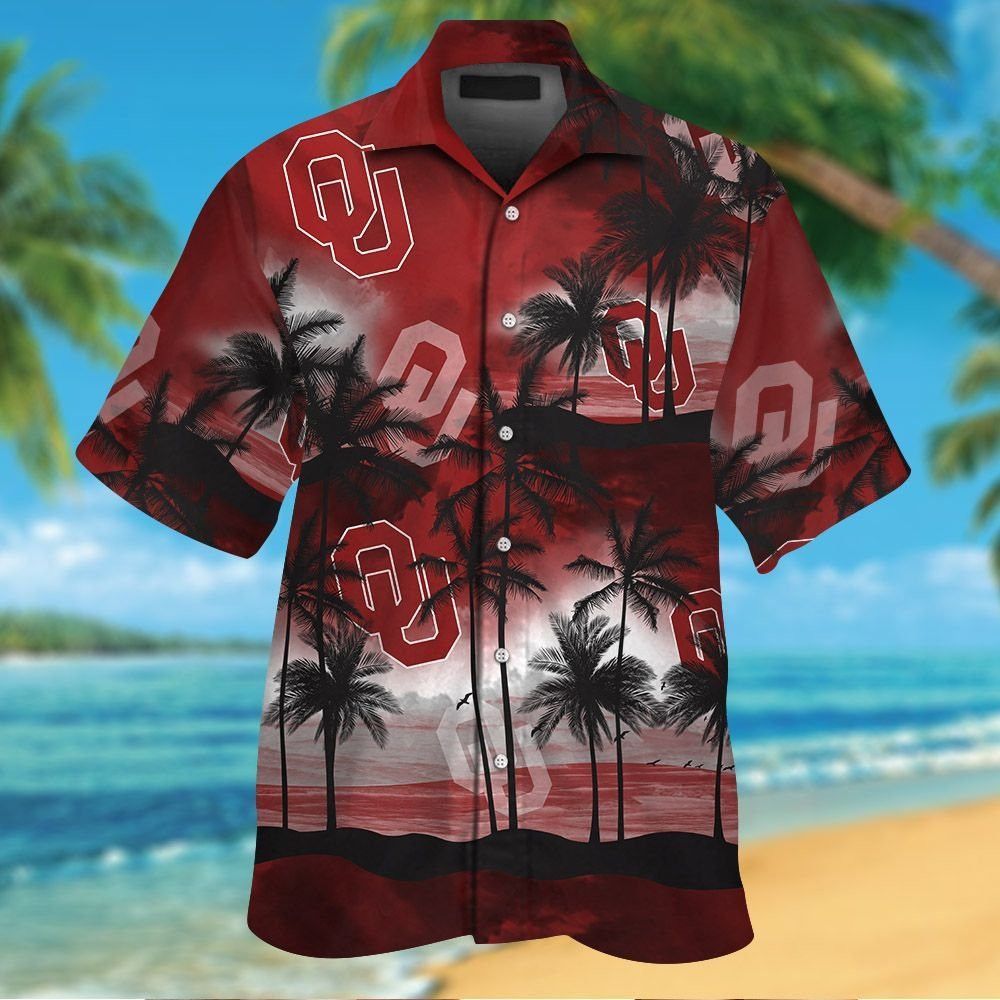 Oklahoma Sooners Short Sleeve Button Up Tropical Hawaiian Shirt VER023