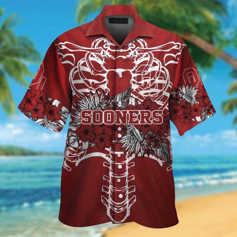 Oklahoma Sooners Short Sleeve Button Up Tropical Hawaiian Shirt VER025