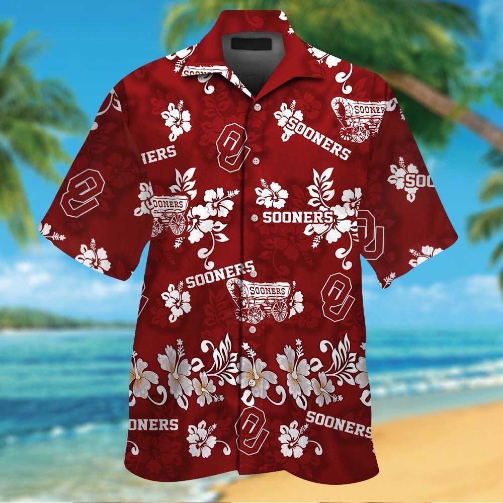 Oklahoma Sooners Short Sleeve Button Up Tropical Hawaiian Shirt VER026
