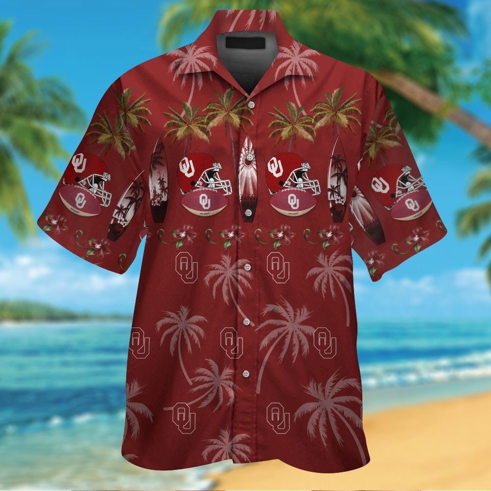 Oklahoma Sooners Short Sleeve Button Up Tropical Hawaiian Shirt VER027