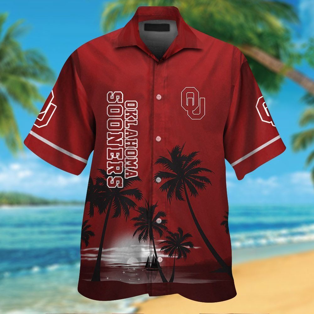 Oklahoma Sooners Short Sleeve Button Up Tropical Hawaiian Shirt VER028