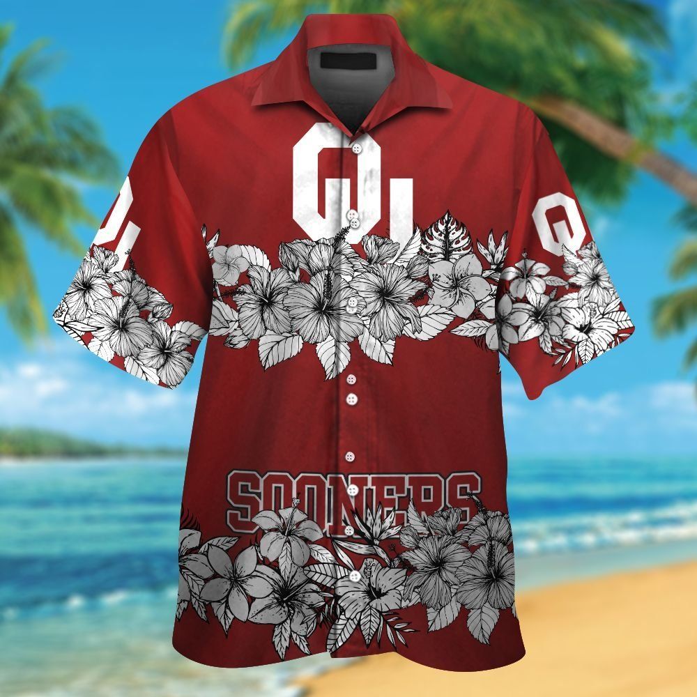 Oklahoma Sooners Short Sleeve Button Up Tropical Hawaiian Shirt VER029