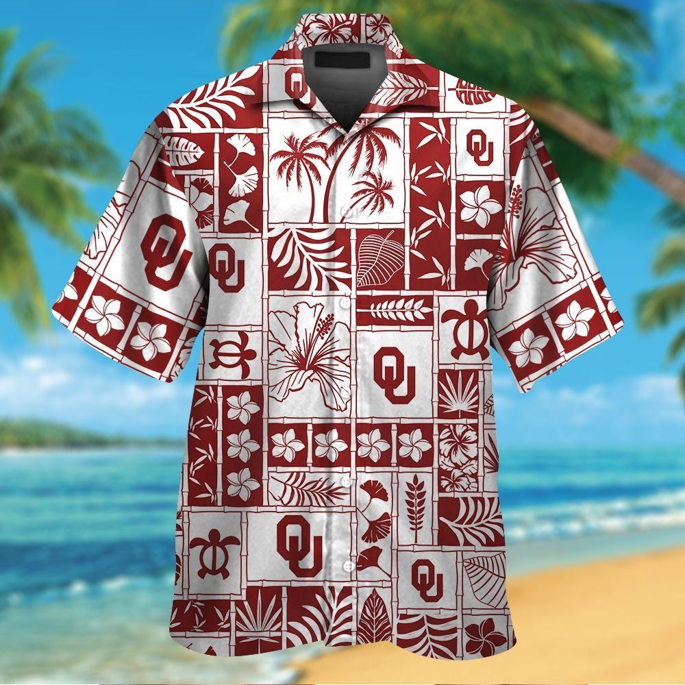 Oklahoma Sooners Short Sleeve Button Up Tropical Hawaiian Shirt VER03