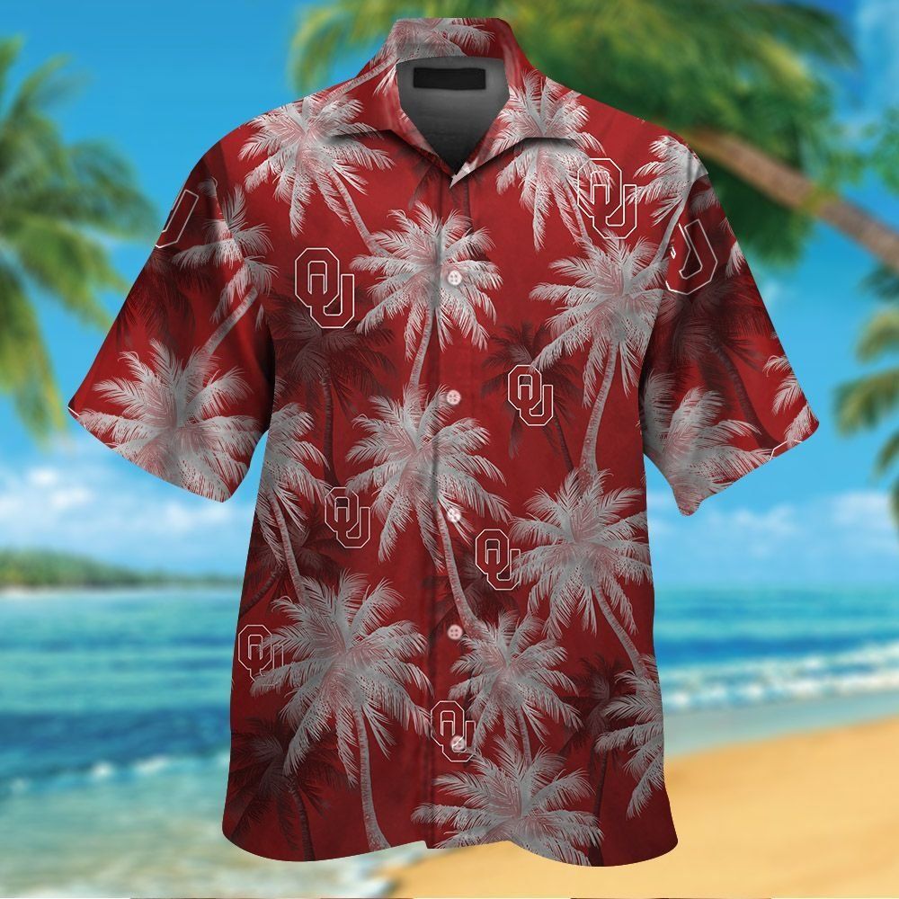 Oklahoma Sooners Short Sleeve Button Up Tropical Hawaiian Shirt VER032