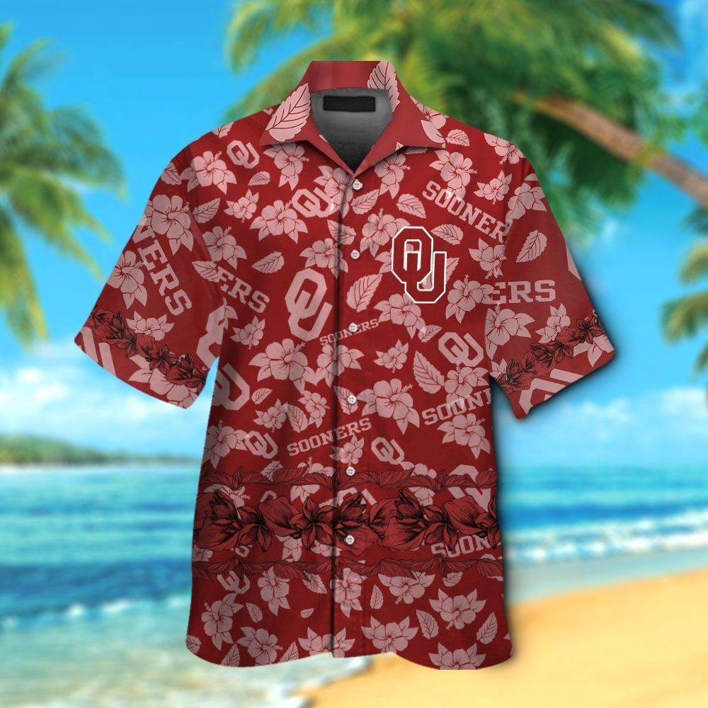 Oklahoma Sooners Short Sleeve Button Up Tropical Hawaiian Shirt VER06