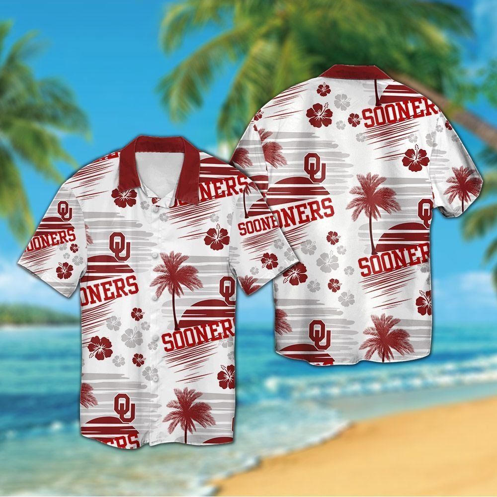 Oklahoma Sooners Short Sleeve Button Up Tropical Hawaiian Shirt VER09