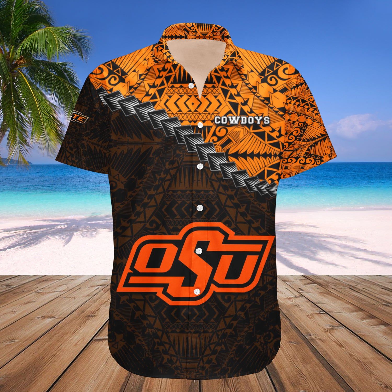 Oklahoma State Cowboys Hawaii Shirt Grunge Polynesian Tattoo – NCAA