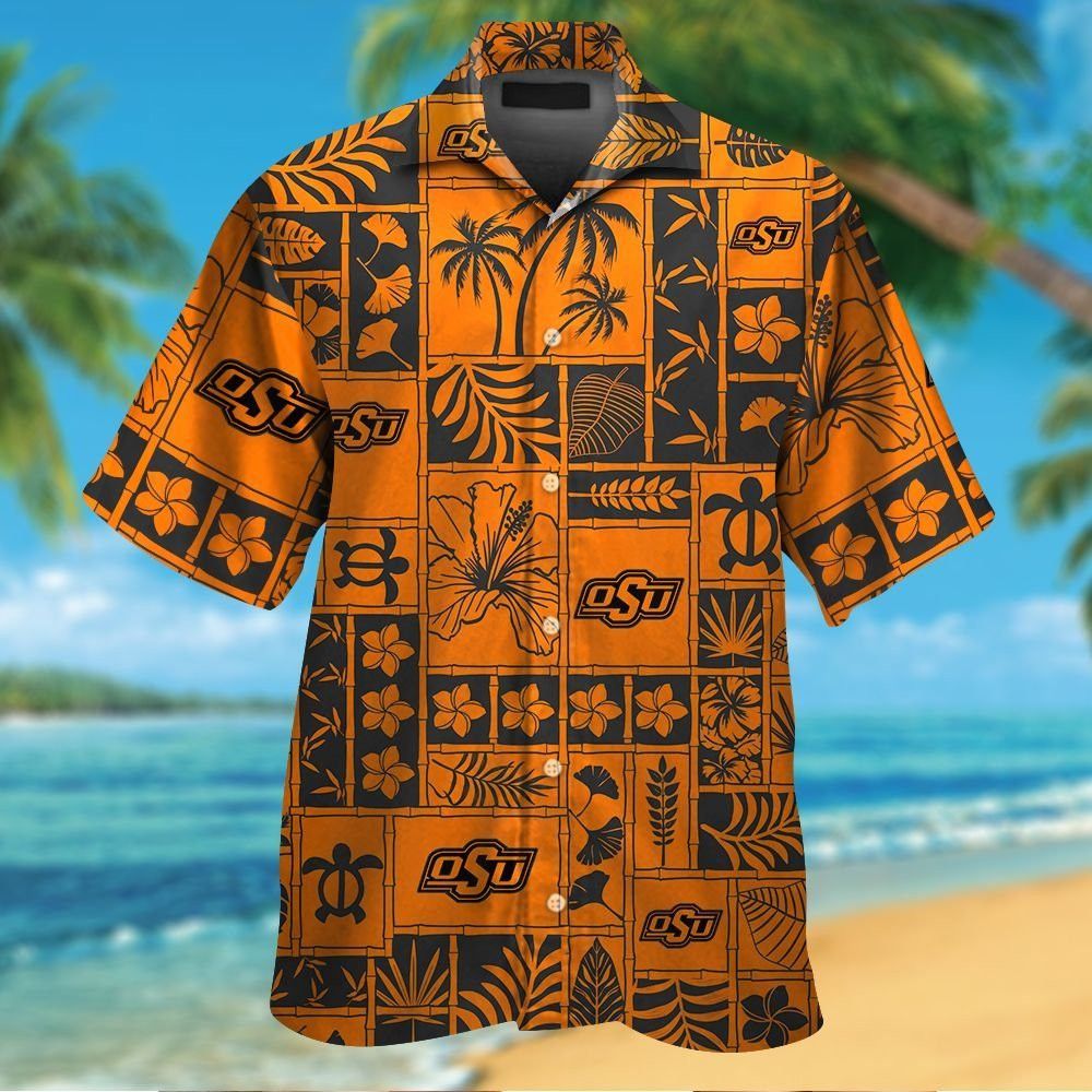 Oklahoma State Cowboys Short Sleeve Button Up Tropical Hawaiian Shirt VER028