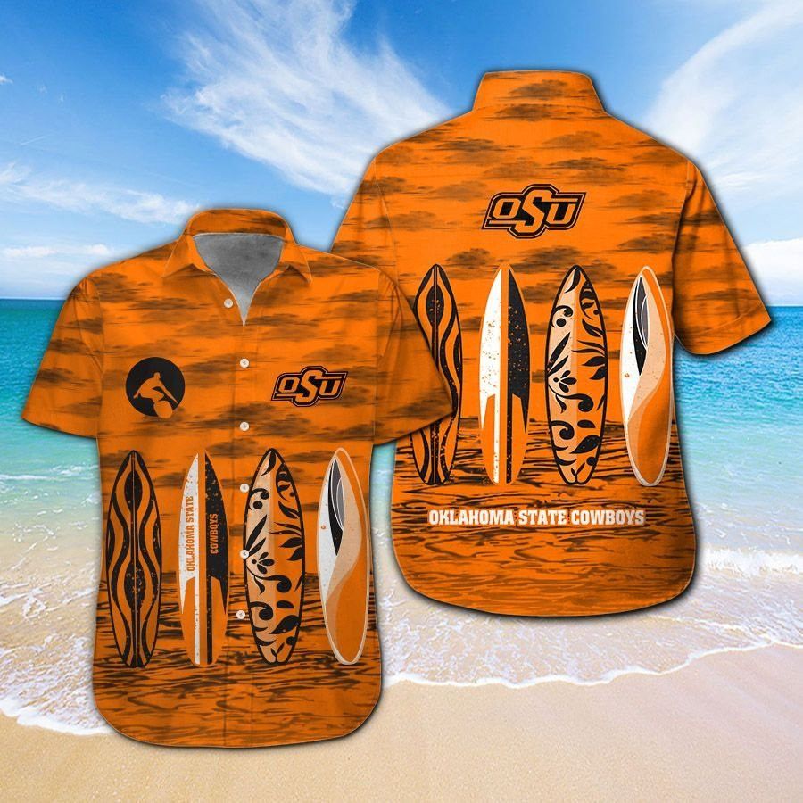 Oklahoma State Cowboys Short Sleeve Button Up Tropical Hawaiian Shirt VER09