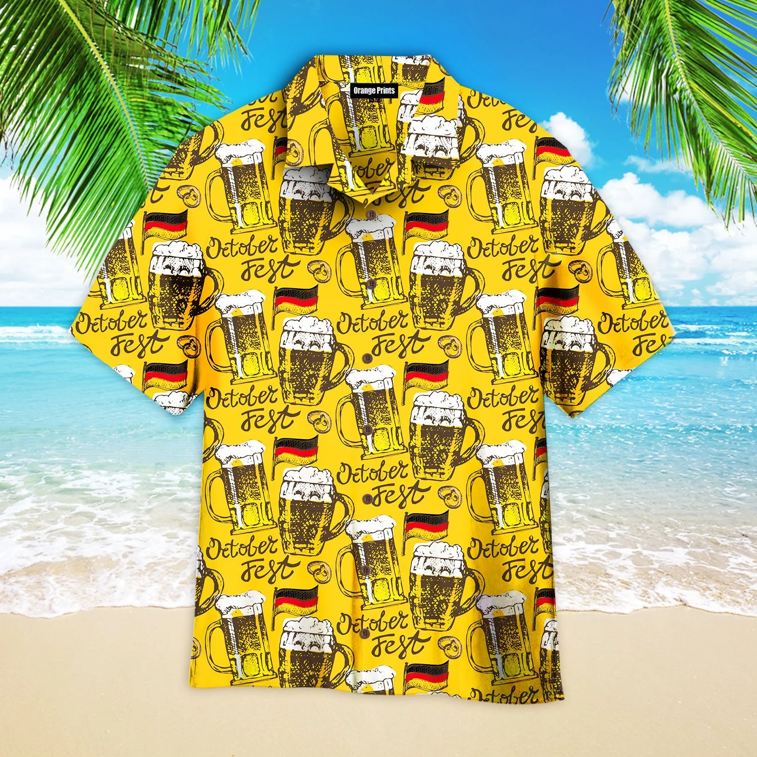 Oktoberfest Beer Somewhere Pattern Trendy Hawaiian Shirt  Aloha Shirt