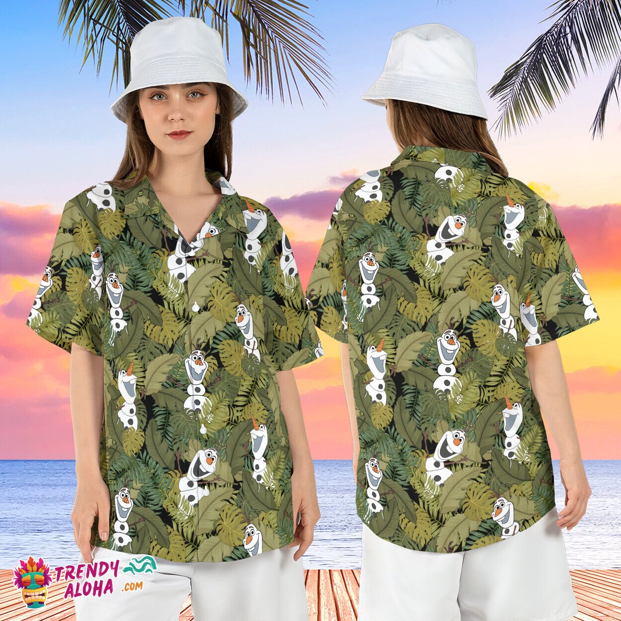 Olaf Frozen Tropical Leaves Funny Snowman Disney Vacation Shirt