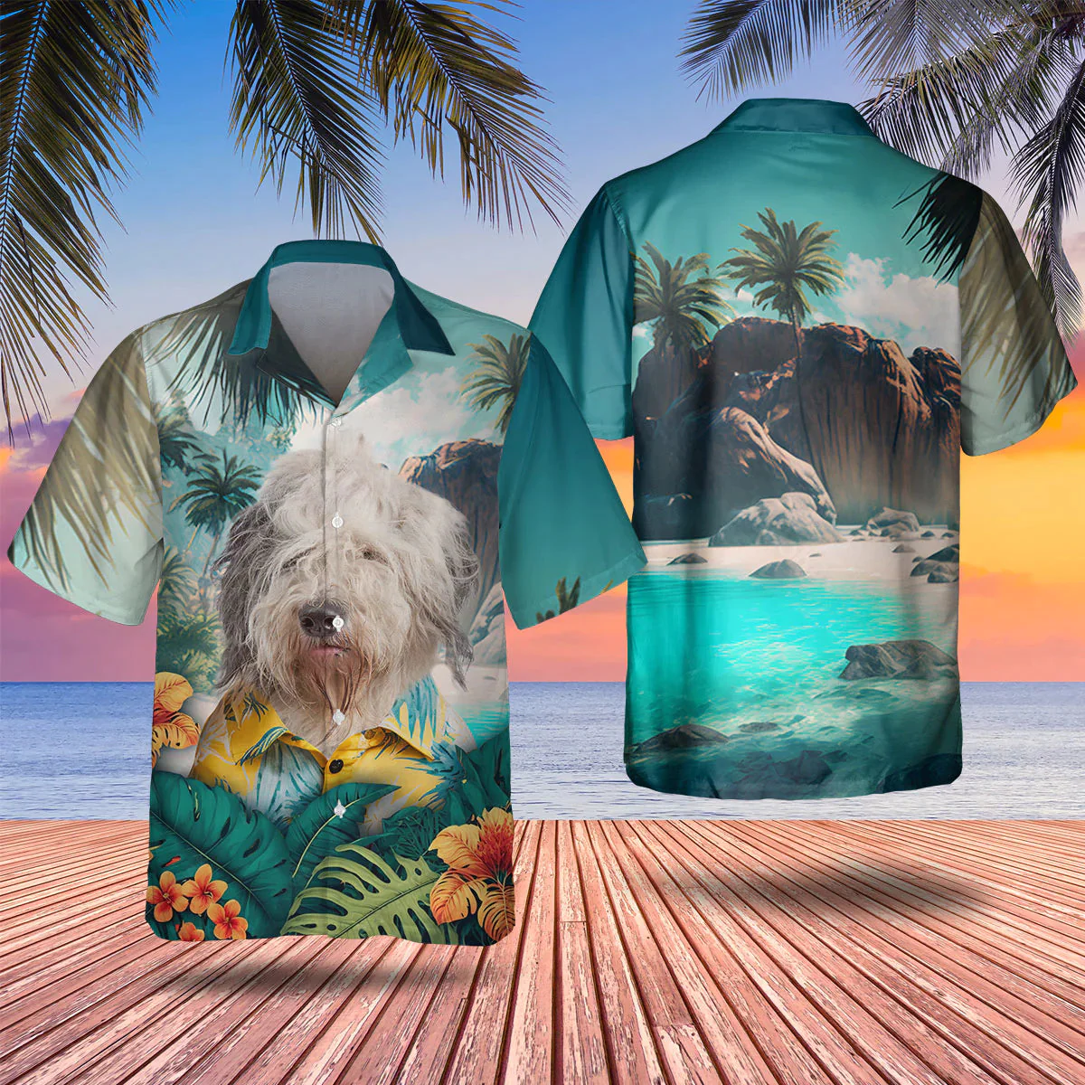 Old English Sheepdog Tropical Trendy Hawaiian Shirt, Dog Lover Trendy Hawaiian Shirt, Summer Gift For Men And Women Old English Sheepdog Tropical Trendy Hawaiian Shirt, Dog Lover Trendy Hawaiian Shirt, Summer Gift For Men And Women