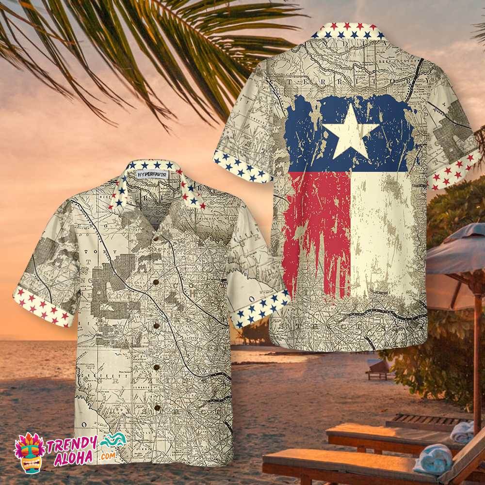 Old Map Of Texas Vintage Texas Hawaiian Shirt, Unique Texas Shirt For Texas Lovers Old Map Of Texas Vintage Texas Hawaiian Shirt, Unique Texas Shirt For Texas Lovers